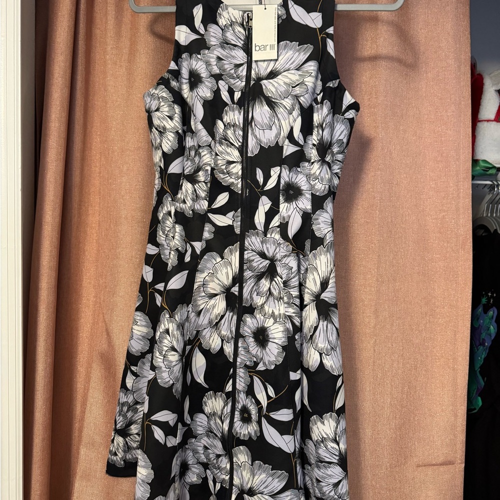 Bar III Black and White Floral Dress